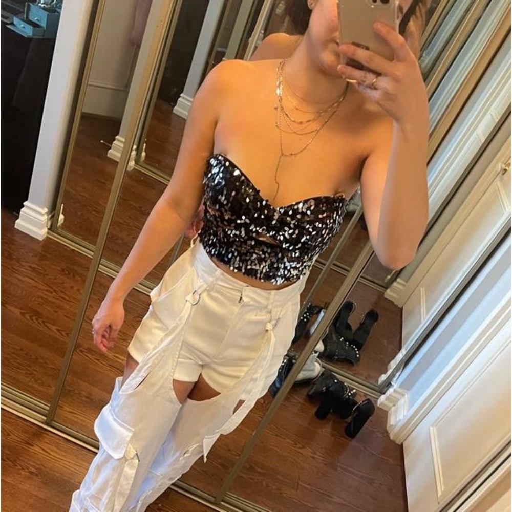 Silver Sparkly Crop Top